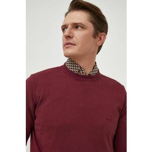 BOSS pulover de bumbac culoarea bordo, light imagine