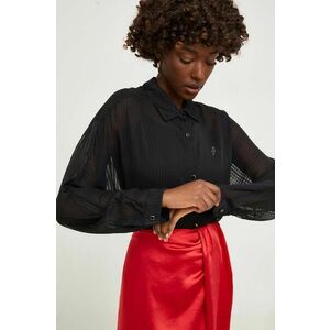 Answear Lab camasa femei, culoarea negru, cu guler clasic, regular imagine