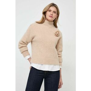 Custommade pulover de lana femei, culoarea maro, călduros, cu turtleneck imagine