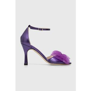 Custommade sandale de piele Ashley Metallic Tulle culoarea violet, 000304046 imagine