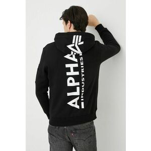 Alpha Industries bluză bărbați, culoarea negru, cu glugă, cu imprimeu imagine