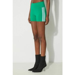 adidas Originals pantaloni scurți femei, culoarea verde, cu imprimeu, high waist imagine