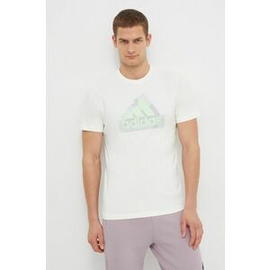adidas tricou din bumbac bărbați, culoarea bej, cu imprimeu IN6234 imagine