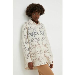 Answear Lab camasa femei, culoarea bej, cu guler clasic, relaxed imagine