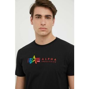 Alpha Industries tricou din bumbac culoarea negru, cu imprimeu imagine