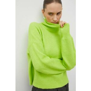 Samsoe Samsoe pulover de lână femei, culoarea verde, light, cu turtleneck imagine