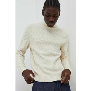 Abercrombie & Fitch pulover barbati, culoarea bej, cu guler imagine