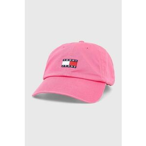 Tommy Jeans șapcă de baseball din bumbac culoarea roz, cu imprimeu imagine