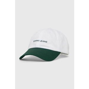 Tommy Jeans șapcă de baseball din bumbac culoarea alb, modelator imagine