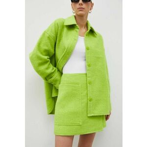 Samsoe Samsoe fusta din amestec de lana culoarea verde, mini, drept imagine