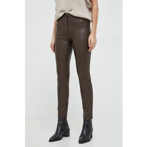 Answear Lab pantaloni femei, culoarea maro, drept, high waist imagine