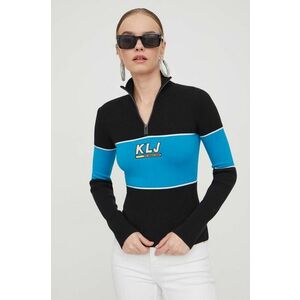 Karl Lagerfeld Jeans pulover femei, culoarea negru, cu turtleneck imagine