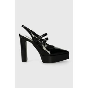 Karl Lagerfeld pantofi de piele SOIREE PLATFORM culoarea negru, cu toc drept, cu toc deschis, KL93114 imagine