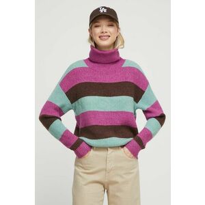 Roxy pulover femei, culoarea turcoaz, cu guler imagine