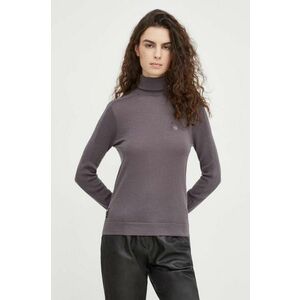 G-Star Raw pulover de lana femei, culoarea violet, light, cu guler imagine