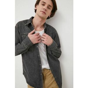 Levi's camasa jeans barbati, culoarea gri, cu guler clasic, regular imagine