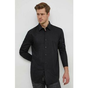 BOSS cămașă din bumbac bărbați, culoarea negru, cu guler clasic, regular 50473310 imagine
