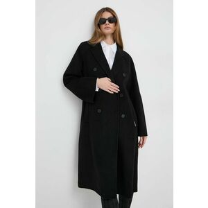 Karl Lagerfeld palton de lana culoarea negru, de tranzitie, cu doua randuri de nasturi imagine