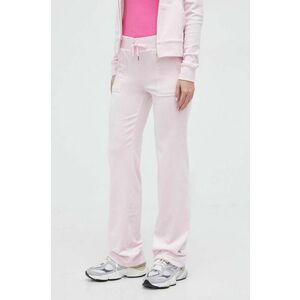 Juicy Couture pantaloni de trening din velur culoarea roz, neted imagine