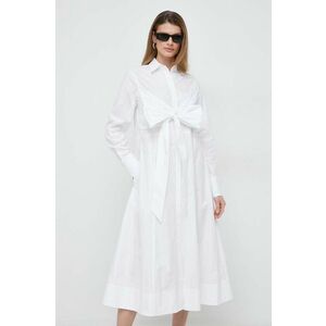 Karl Lagerfeld rochie din bumbac culoarea alb, midi, evazati imagine