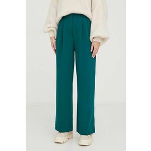 Abercrombie & Fitch pantaloni femei, culoarea verde, lat, high waist imagine