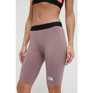 The North Face pantaloni scurți de antrenament culoarea roz, neted, medium waist imagine
