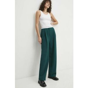 Answear Lab pantaloni femei, culoarea verde, lat, high waist imagine