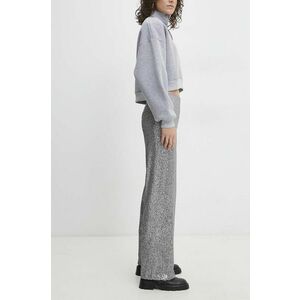 Answear Lab pantaloni femei, culoarea argintiu, lat, high waist imagine