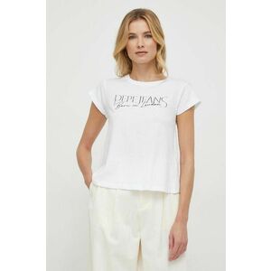 Pepe Jeans tricou din bumbac HANNON femei, culoarea alb imagine