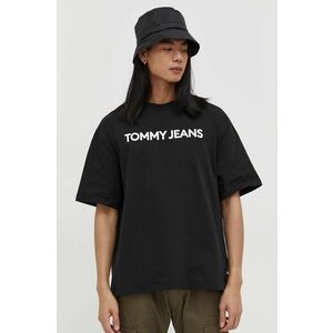 Tommy Jeans tricou din bumbac bărbați, culoarea negru, cu imprimeu DM0DM18267 imagine