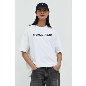 Tommy Jeans tricou din bumbac bărbați, culoarea alb, cu imprimeu DM0DM18267 imagine