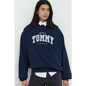Tommy Jeans hanorac de bumbac bărbați, culoarea bleumarin, cu imprimeu DM0DM18386 imagine