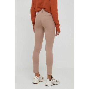 XT Studio pantaloni femei, culoarea bej, mulata, high waist imagine