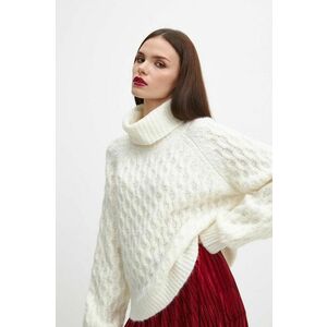 Medicine pulover femei, culoarea bej, călduros, cu guler imagine