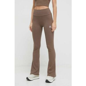 adidas Originals pantaloni femei, culoarea maro, evazați, high waist IR5945 imagine