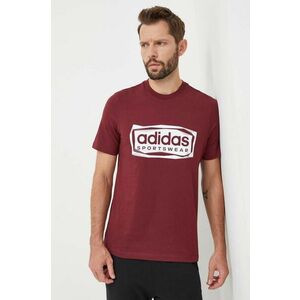 adidas tricou din bumbac bărbați, culoarea bordo, cu imprimeu IM8303 imagine