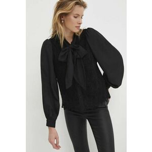 Answear Lab camasa femei, culoarea negru, cu un decolteu legat, regular imagine