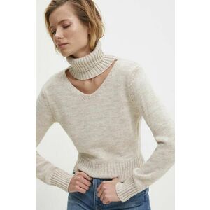 Answear Lab pulover de lana culoarea bej, cu guler imagine