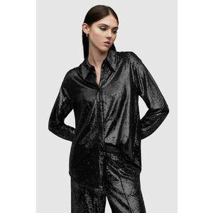 AllSaints camasa Charli femei, culoarea negru, cu guler clasic, relaxed imagine