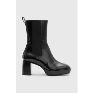 AllSaints cizme de piele Lottie femei, culoarea negru, cu toc drept, WF547Z imagine