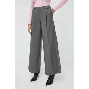 Karl Lagerfeld pantaloni femei, culoarea gri, lat, high waist imagine