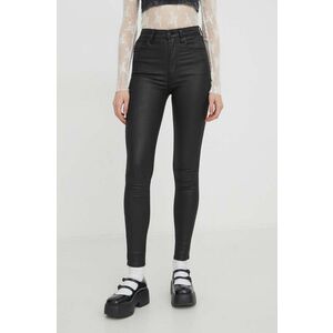 Abercrombie & Fitch pantaloni femei, culoarea negru, mulata, high waist imagine