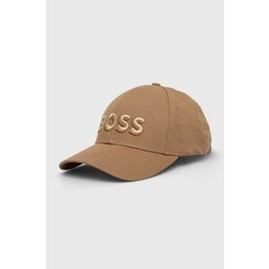 BOSS șapcă de baseball din bumbac culoarea bej, cu imprimeu 50505571 imagine
