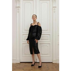 Answear Lab rochie de catifea culoarea negru, mini, mulata imagine