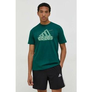 adidas tricou din bumbac bărbați, culoarea verde, cu imprimeu IN6262 imagine