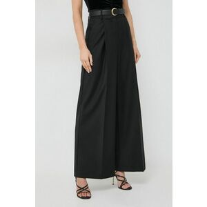 Ivy Oak pantaloni din lana culoarea negru, lat, high waist imagine