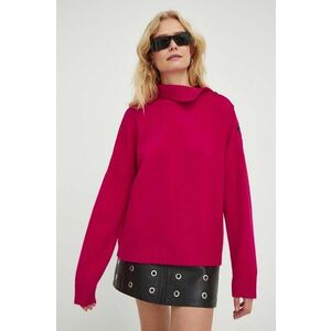 The Kooples pulover de lână femei, culoarea roz, pe gât imagine