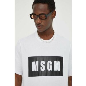 MSGM tricou din bumbac bărbați, culoarea alb, cu imprimeu 2000MM520.200002 imagine