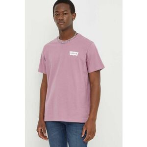 Levi's tricou barbati, culoarea roz, cu imprimeu imagine