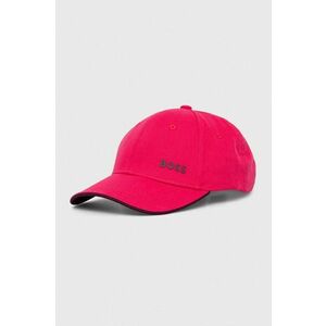 Boss Green șapcă de baseball din bumbac culoarea roz, neted imagine
